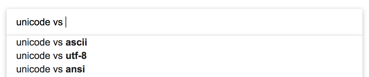 Google Search auto-suggests unicode vs utf-8.